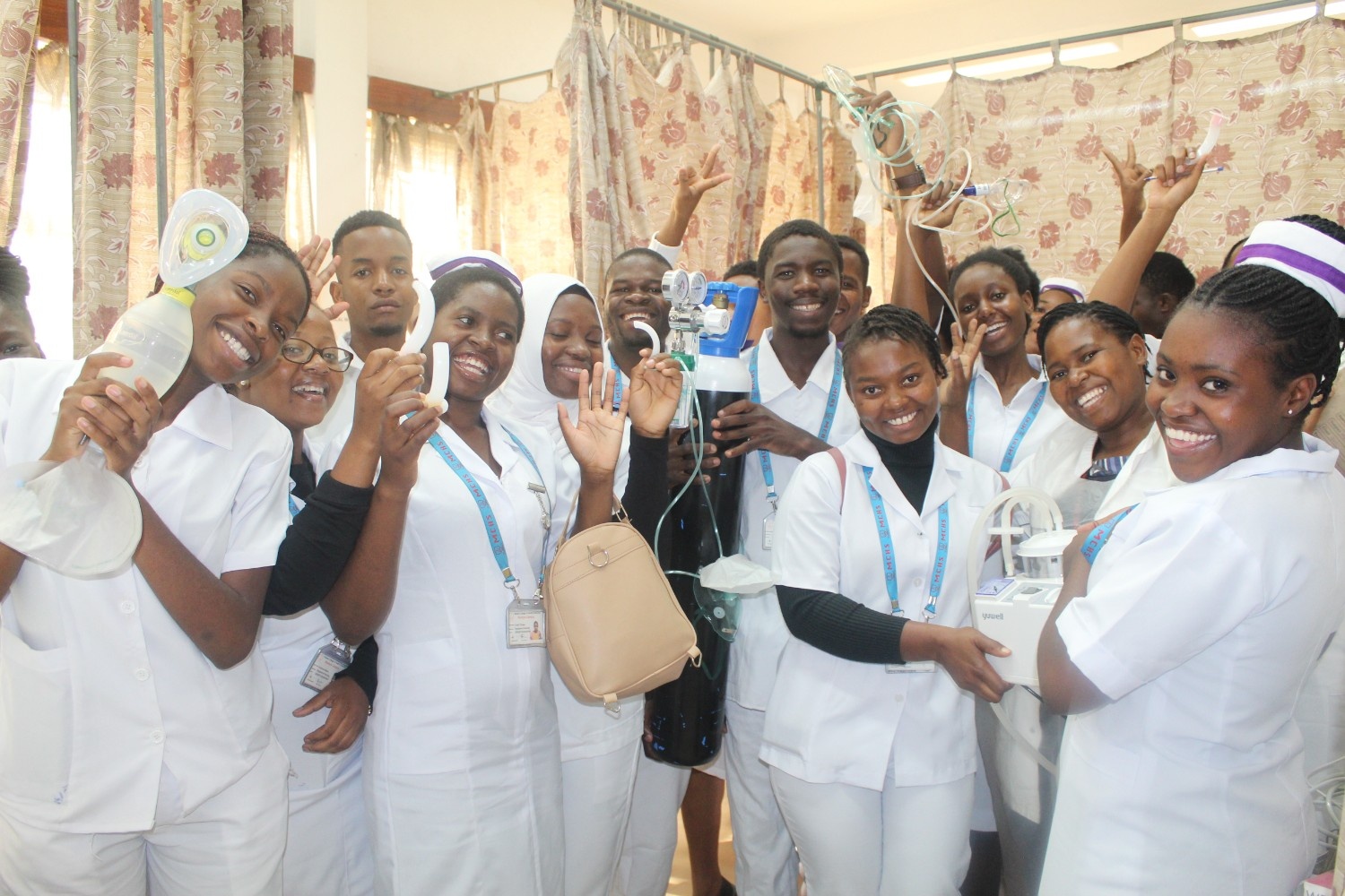 Future nurses in the making! Nursing students at MCHS Blantyre Campus after a rewarding Skills Lab practical session, where learning meets practice.